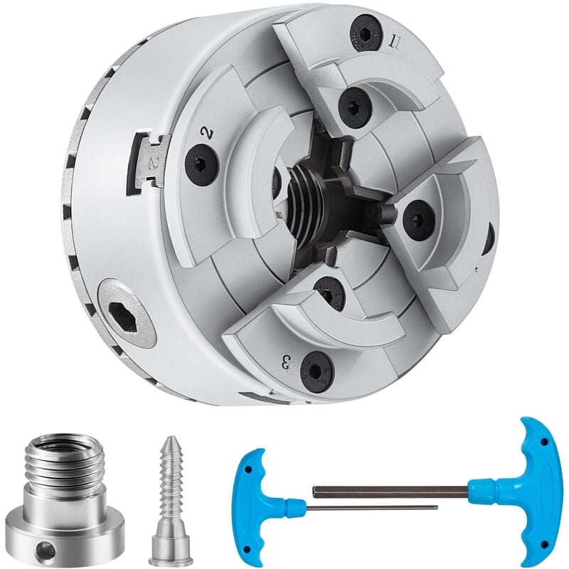 VEVOR KP2-3/4 Drehbankfutter 4-Backen φ70mm Backenfutter aus 45 Klemmbereich 30–47mm Spannfutter-Innengewinde 1x8 TPI Drehbank