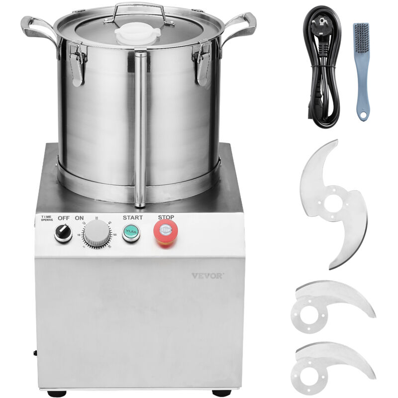 Küchenmaschine Gemüsezerkleinerer, 15 l Küchenmaschine aus lebensmittelechtem Edelstahl mit 2 zusätzlichen S-Kurvenklingen, multifunktional zum