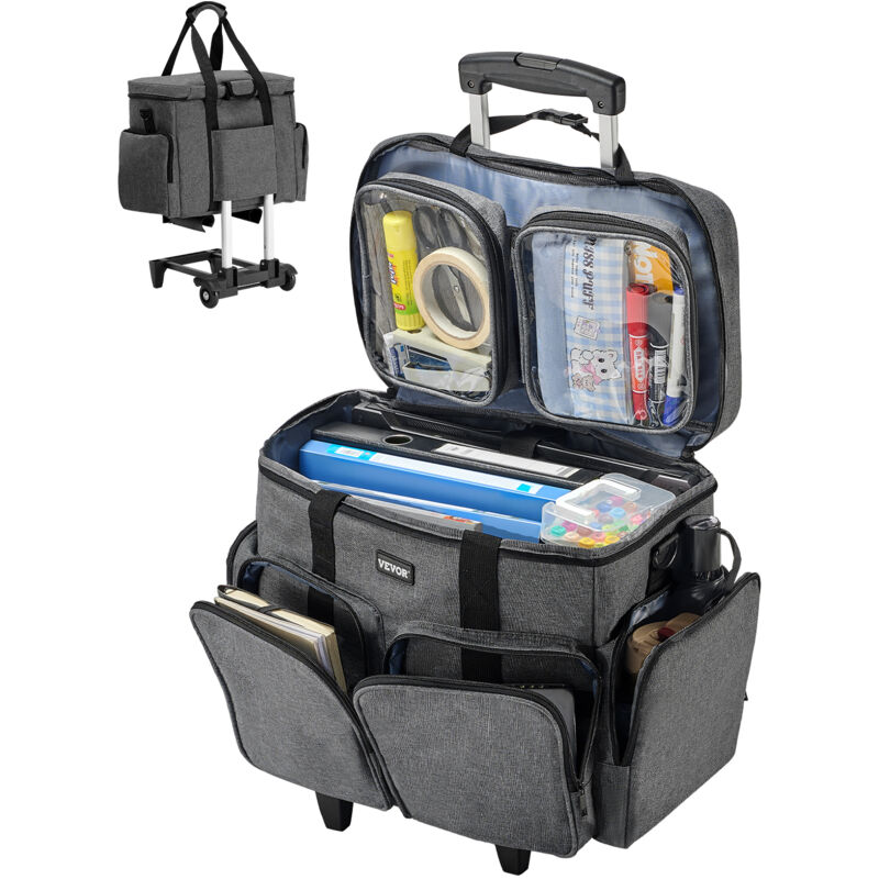 VEVOR Laptop Trolley 43x21x41 cm, passend für Laptops bis zu 39,6 cm (15,6 Zoll), Aktenkoffer, Notebook Trolley mit Teleskopgriff, Notebooktasche,
