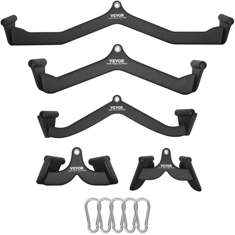 Latzug-Aufsätze Rudergerät mit Kabelzug T-Stange V-Stange, 5-teilig, Trizeps-Zugstange, gummibeschichteter Griff für das Krafttraining am Rücken,