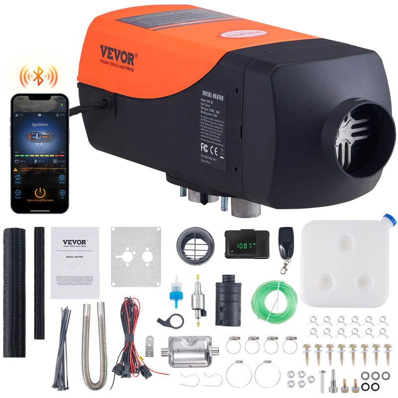 Luft Dieselheizung Standheizung 12 v 2 kW, Luftheizung Air Diesel Diesel Standheizung Lufterhitzer, 0,12–0,26 L/Std. Dieselheizung mit LCD-Display &