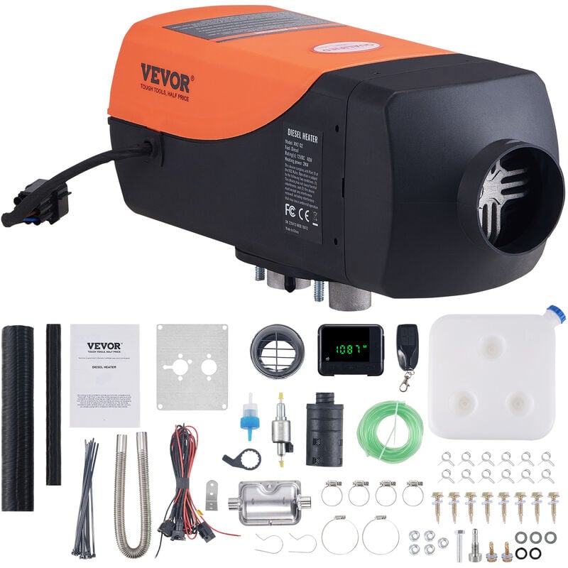 Vevor Luft Dieselheizung Standheizung 12&24 v 2 kW, Luftheizung Air Diesel Diesel-Standheizung Lufterhitzer, 0,12–0,26 L/Std. Dieselheizung mit