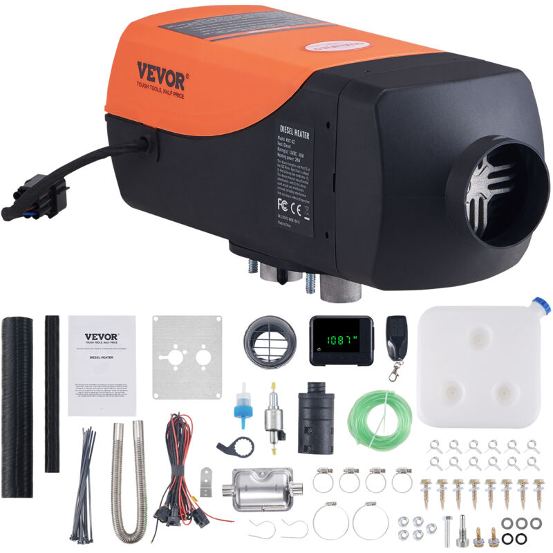 Vevor Luft Dieselheizung Standheizung 12&24 v 2 kW, Luftheizung Air Diesel Diesel-Standheizung Lufterhitzer, 0,12–0,26 L/Std. Dieselheizung mit