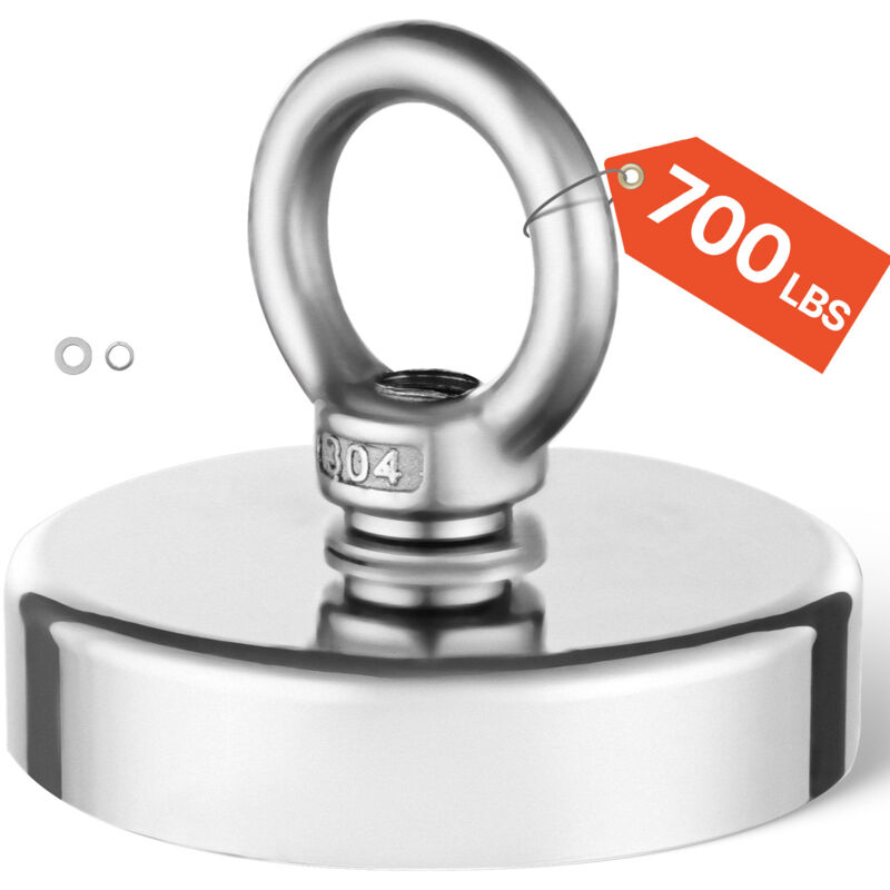 VEVOR Magnet-Angelset Magnet Angel Kit 318 kg einzelseitige Zugkraft, Seltenerd-Neodym-Magnet-Angelset 60 mm zum Einholen im Fluss Magnetfischen