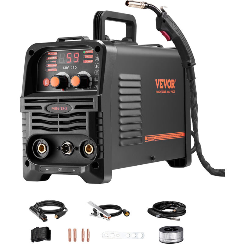 MIG-Schweißgerät, 130 a synergetische MIG-Schweißmaschine, 3-in-1-Flusskern-MIG/MMA/Lift-TIG-Mehrprozess-Schweißer, Welder mit