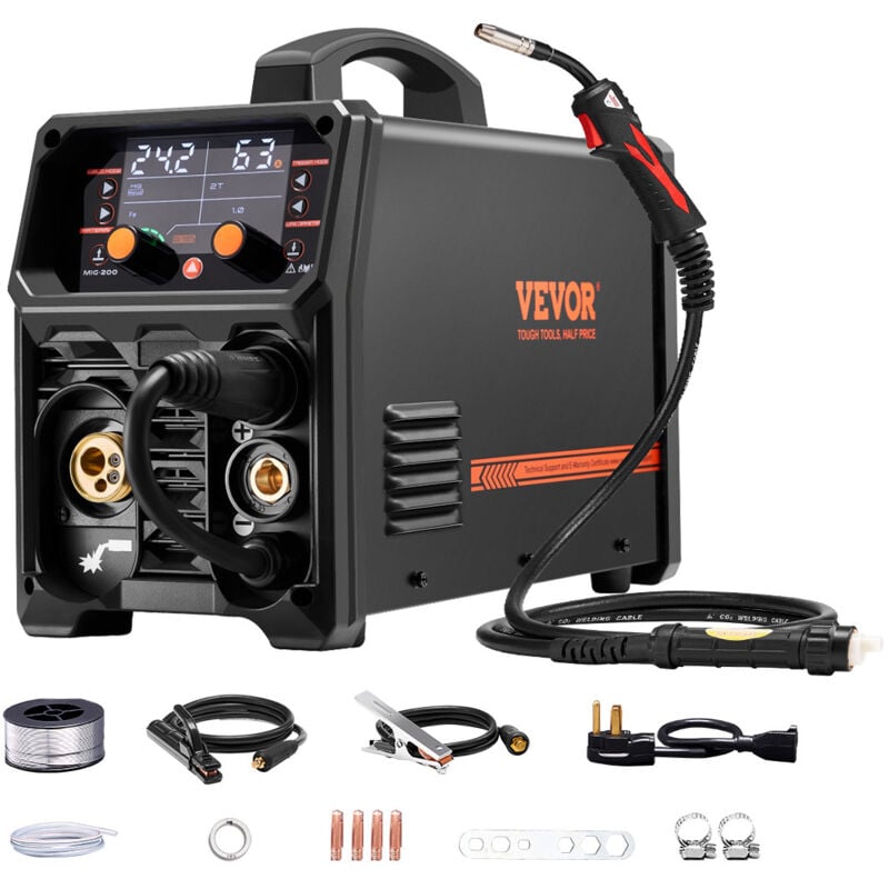 MIG-Schweißgerät, 200 a synergetische MIG-Schweißmaschine, 4-in-1-Gas-MIG/Flux Core-MIG/Stick/Lift-TIG-Mehrprozess-Welder mit