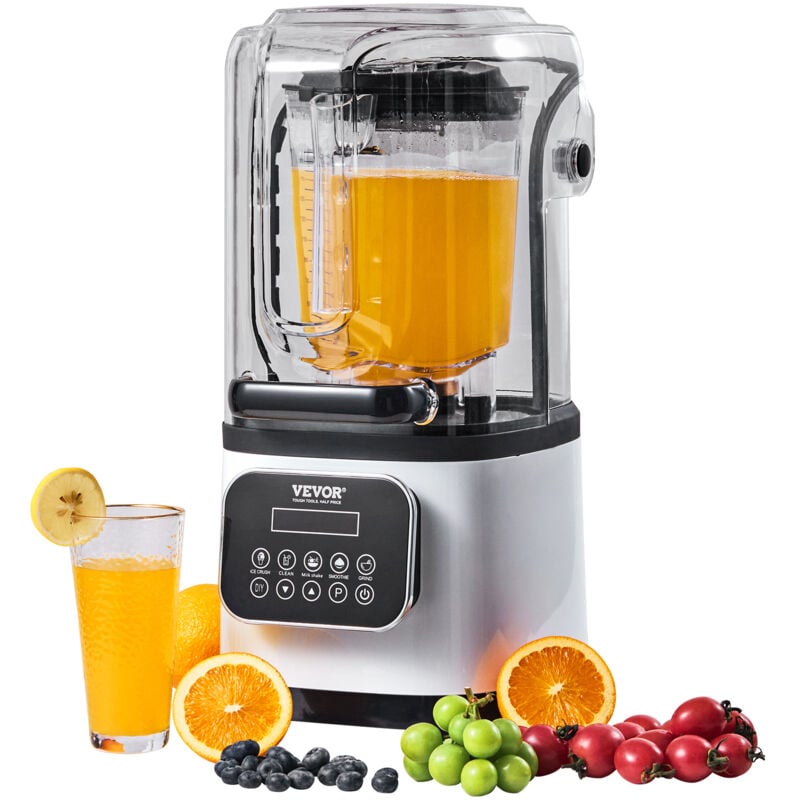 VEVOR Mixer kommerzieller Standmixer 2200 W mit Schutzschild, Hochleistungsmixer Power Profi Mixer Küchenmixer mit 9 Geschwindigkeiten und 5