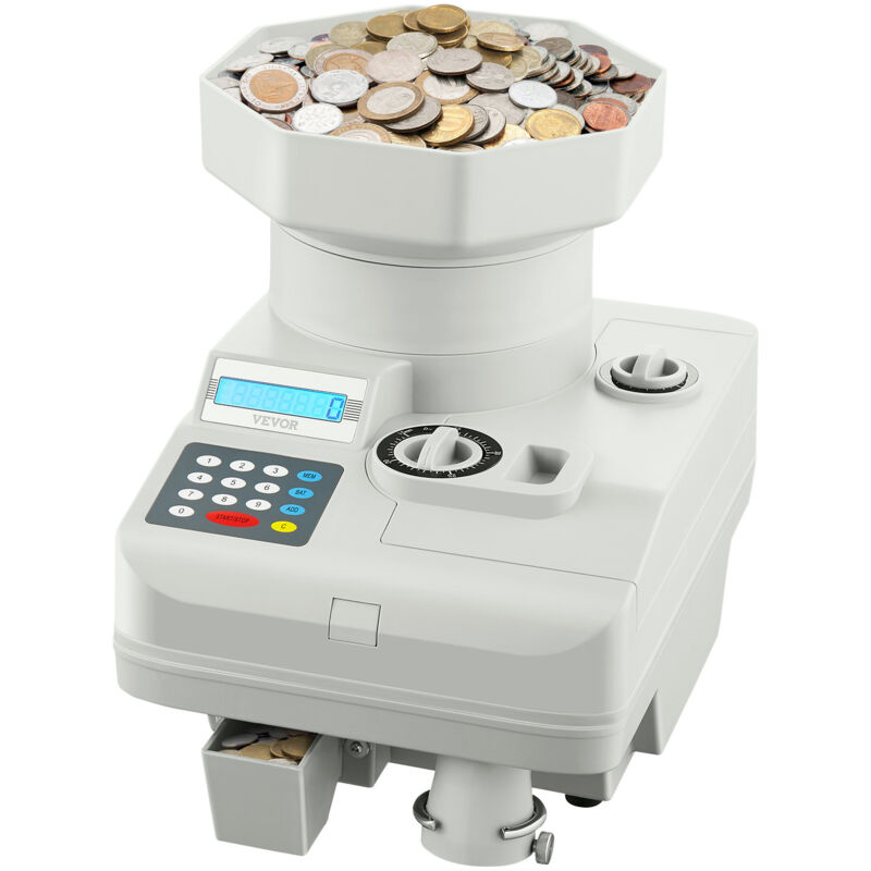 Münzzähler Münzsortierer mit LED-Anzeige für bis zu 11000 Münzen, automatischer Geldzähler Münzzählautomat Geldzählmaschine geeignet für