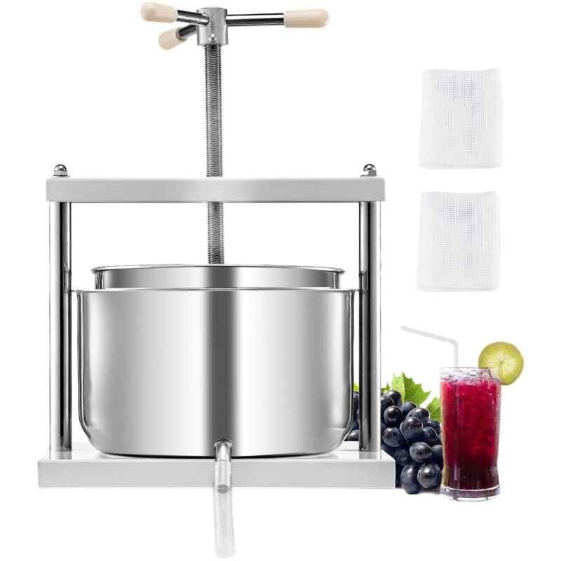 VEVOR Obstweinpresse Entsafter Obstmühle (12 L) mit 2 Edelstahlfässer, manueller Entsafter Apfelweinpresse Apfelpresse Traubenpresse Olivenölpresse