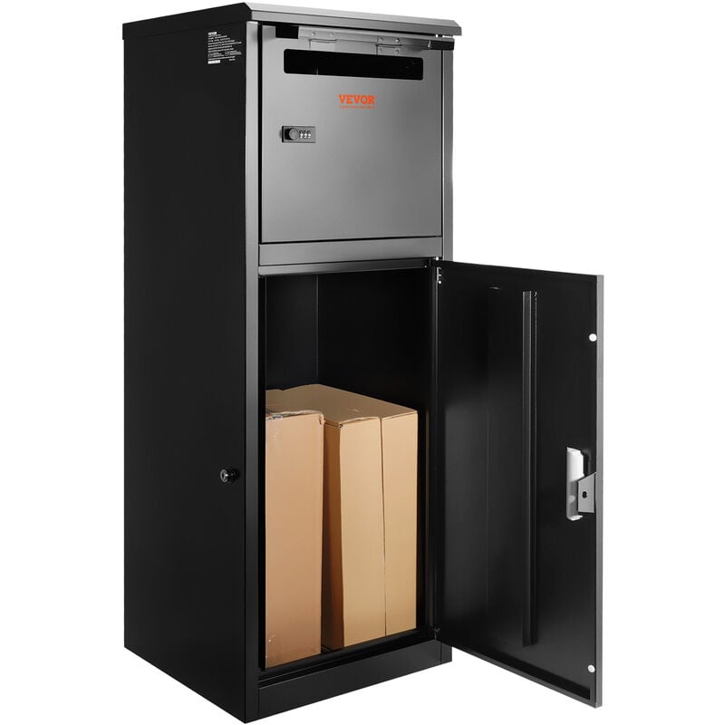 VEVOR Paketbriefkasten 41,2x40,1x110,5cm Paketbox Stahl Paletkasten 50kg Briefkasten Postbox XXL Briefkasten mit Paswortschloss Druckschloss