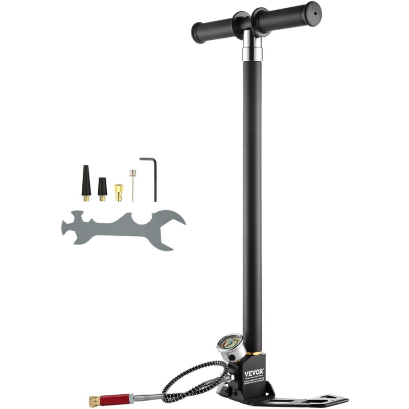 Mophorn - vevor PCP-Handpumpe, 4-stufig, 30 MPa 4500 psi Hochdruck-PCP-Luftgewehr-Füllbügelpumpe mit Öl-Feuchtigkeitsfilter-Manometer, Edelstahl für