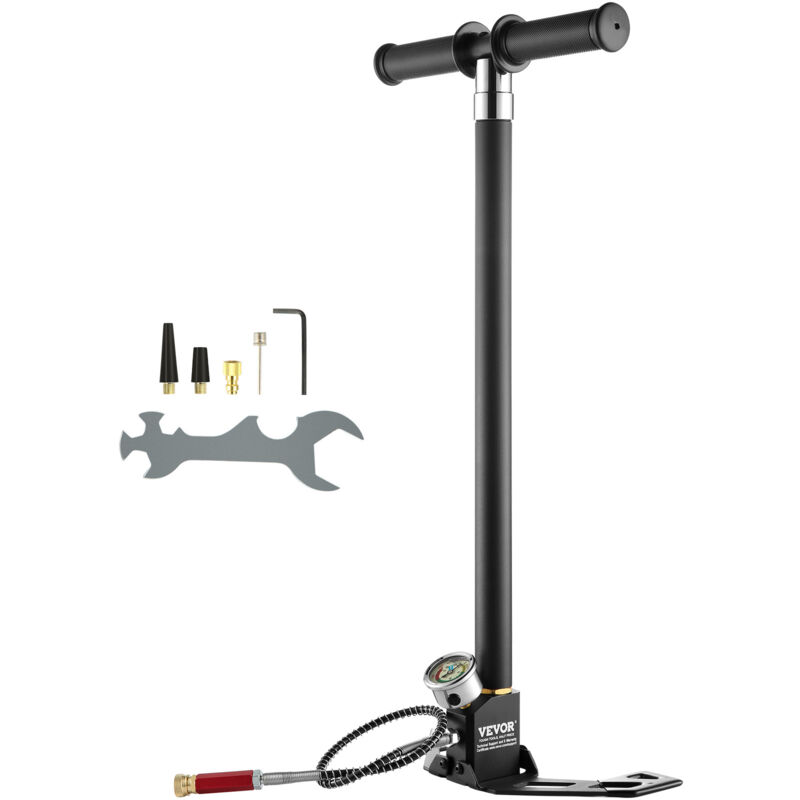 VEVOR PCP-Handpumpe, 4-stufig, 30 MPa 4500 PSI Hochdruck-PCP-Luftgewehr-Füllbügelpumpe mit Öl-Feuchtigkeitsfilter-Manometer, Edelstahl für