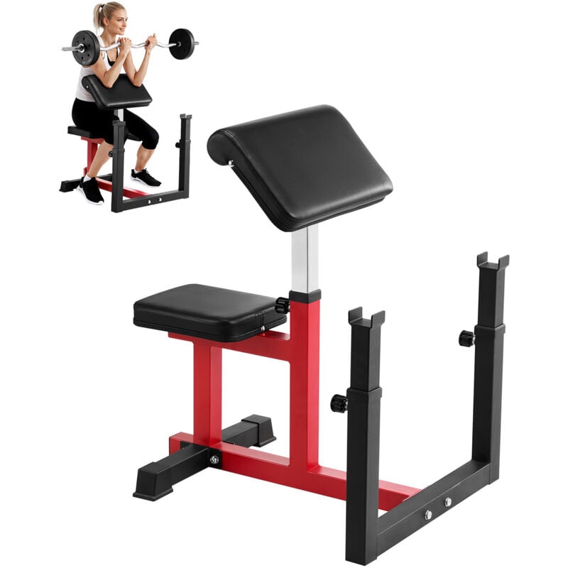 Preacher Curlbank Hantelbank mit Beinstrecker, Krafttrainingsbänke (Max. Belastung 200 kg) Heim-Fitnessbank, Fitnessgerät, Sitzende Arm-isolierte