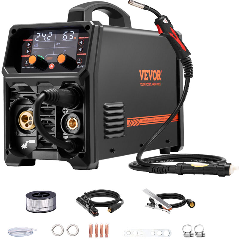 Pro MIG-Schweißgerät, 200 Ampere Pluse MIG-Welder, 5-in-1 Synergie-Schweißer mig Pluse, gasloses mig, Gas-MIG, mma und Lift wig, mit