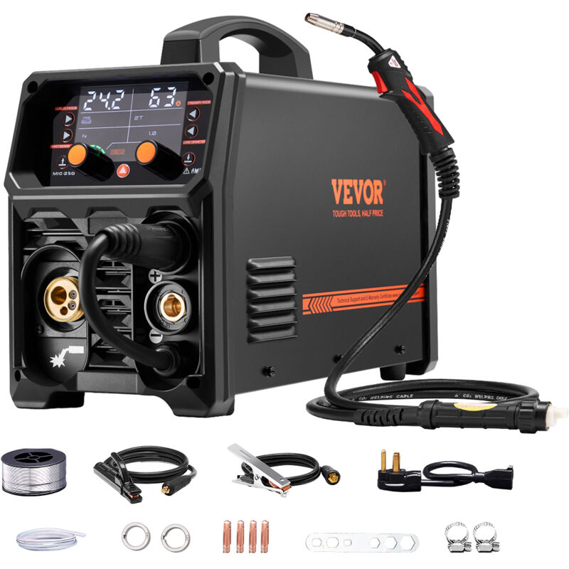 Pro MIG-Schweißgerät, 250 Ampere Pluse MIG-Schweißer, 5-in-1 Synergie-Welder Gasloses mig, Gas-MIG, mma, Lift-TIG, mig Pluse mit