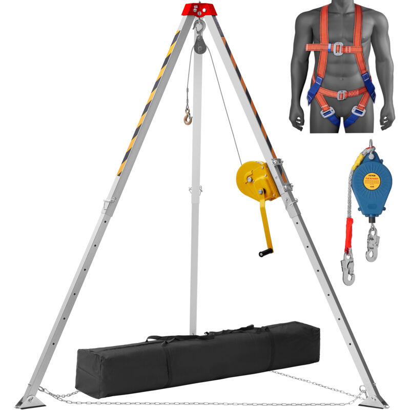 Mophorn - vevor Rettungsstativ Stativ-Set, 1800 lbs Winde Stativ für beengte Räume mit 7' Beinen und 98' Kabel für beengte Räume 32,8'