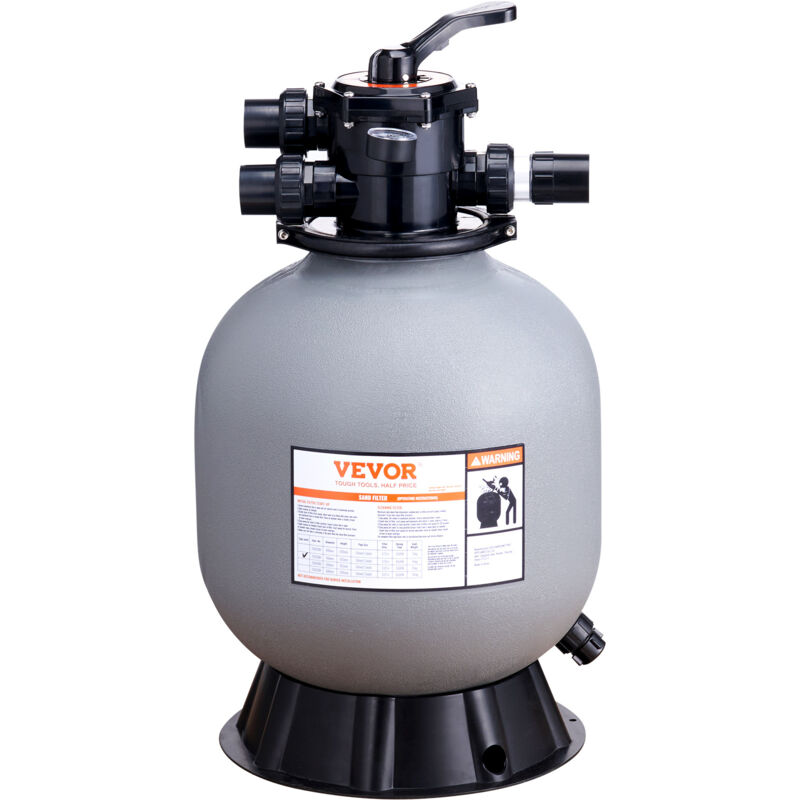 VEVOR Sandfilteranlage 45GPM Durchfluss Filteranlage 482,6mm Sandfilter 1-1/2Zoll Einlass-/Auslassdurchmesser Filterkessel HDPE Filterpumpe