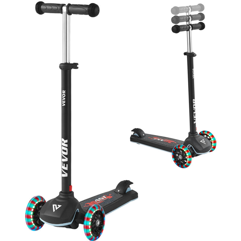 VEVOR Scooter (3 Räder) ab 3 Jahren, Cityroller Kinderroller mit leuchtenden Rädern & höhenverstellbarem Lenker & rutschfestem Deck & leichtem