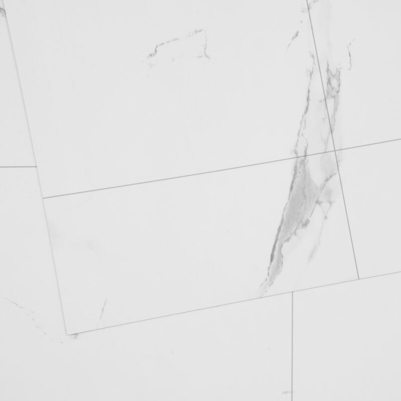 Vevor Selbstklebende Vinyl-Bodenfliesen 990 x 60 cm, 1,5 mm dick, abziehen und aufkleben, weiße Marmorstruktur, DIY-Bodenbelag für Küche, Esszimmer,