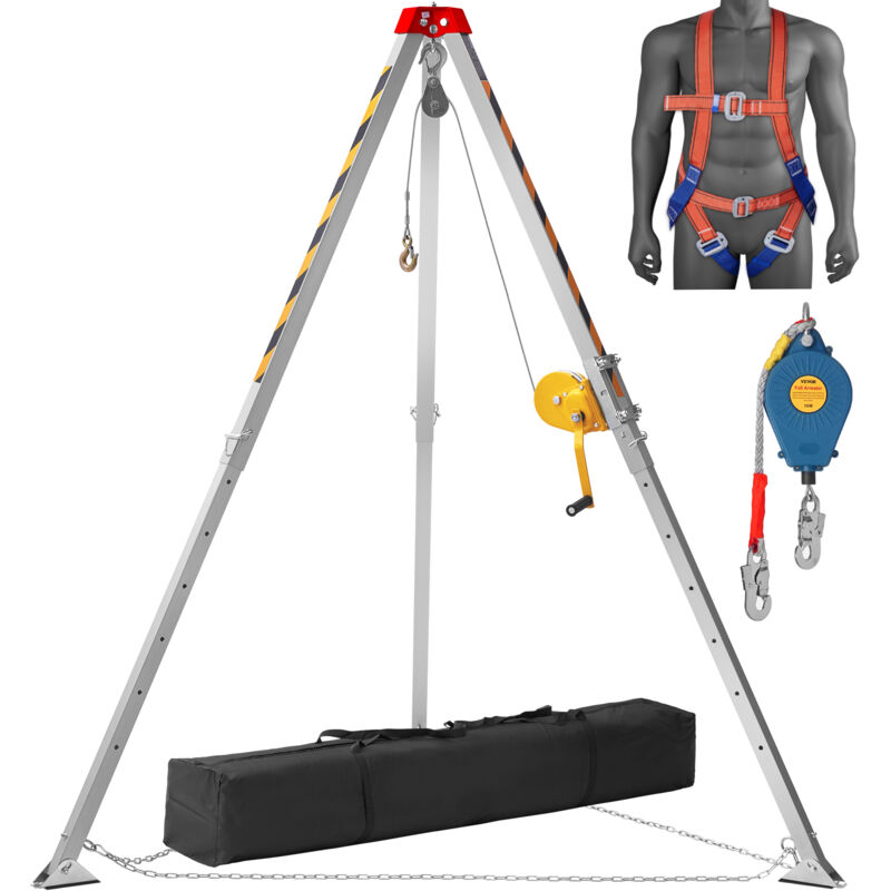 Stativ-Set 1200 lbs Winde Stativ mit 7' Beinen und 98' Kabel Rettungsstativ für beengte Räume 32,8' Absturzsicherung Auffanggurt Aufbewahrungstasche