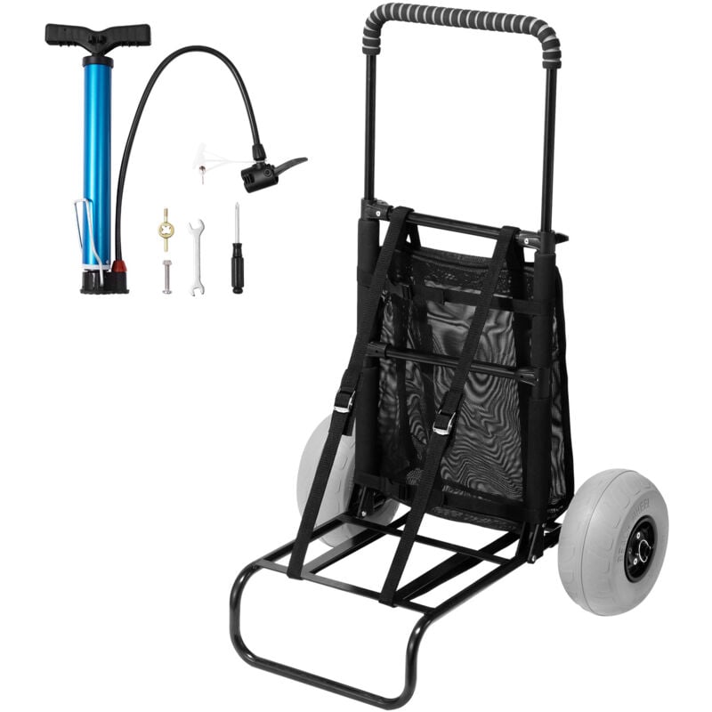 VEVOR Strandkarre Bollerwagen Sandwagen, Strandwagen 74,84 kg Tragkraft, Zusammenklappbarer Sandwagen aus Stahl 69 bis 114 cm Einstellbare Höhe,