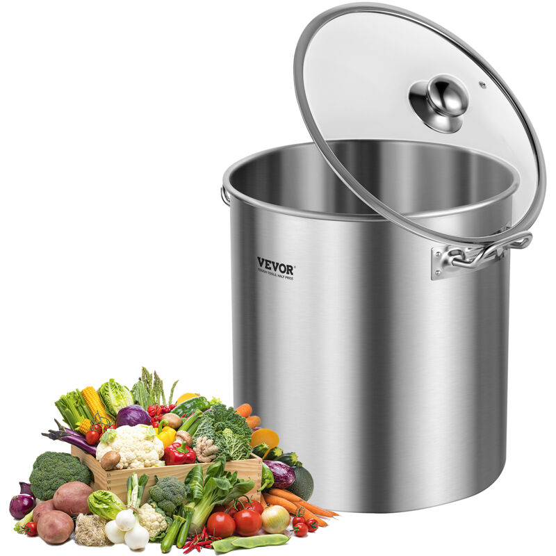 Suppentopf aus Edelstahl, 22,7 l Kochtöpfe Großraumtopf, Kochgeschirr-Saucentopf mit Deckel & Griff, Suppentopf in Handelsqualität,