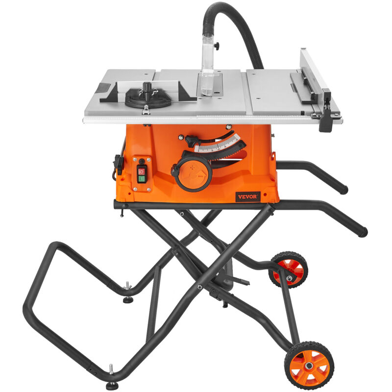 Tischkreissäge 1800W, Tischsäge Ø254mm 4800U/min, 85mm bei 90° Querschnitt 55mm bei 45° Schrägschnitt, Winkelanschlag -60˚/60˚, Ideal für Schneiden