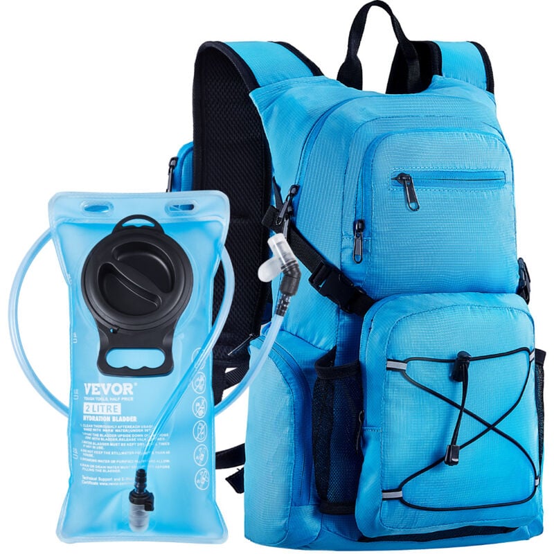 VEVOR Trinkrucksack 25 L isolierter Rucksäcke mit 2 L TPU-Wasserblase Laufrucksack Wanderrucksäcke für Radfahren Laufen Ausflug Klettern Blau,