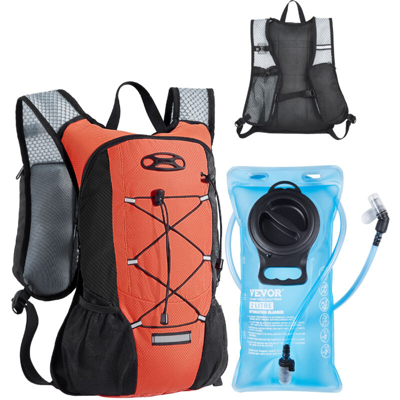 Trinkrucksack 8 l isolierter Rucksäcke mit 2 l TPU-Wasserblase Laufrucksack Wanderrucksäcke für Radfahren Laufen Ausflug Orange,