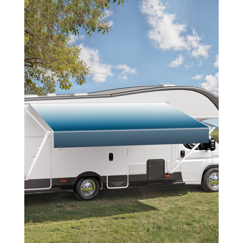 Wohnwagen Markise universelle einziehbare rv Markisen (457 cm) wasserdichte Wohnmobil-Markise mit Aluminiumlegierungsrahmen, Außenmarkise mit weißem