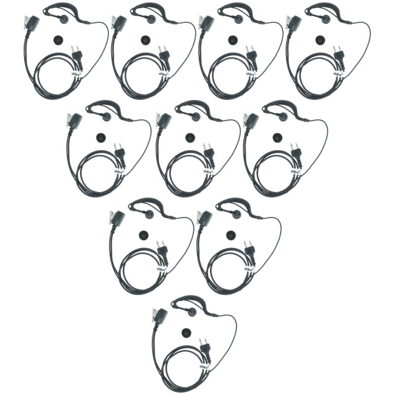 vhbw 10 x Headset kompatibel mit Alan Midland GXT-850, GXT-800, GXT-950, GXT-900, GXT-775, LXT-210, HP446 Funkgerät - schwarz