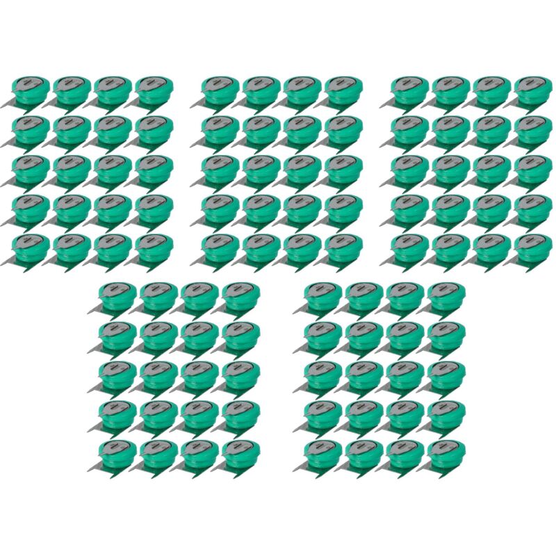 vhbw 100x NiMH Ersatz Knopfzellen-Akku Typ V40H 3-Pins 40mAh 1,2V kompatibel mit Modellbau-Akkus, Solar-Leuchten uvm.