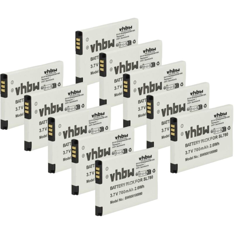 vhbw 10x Akku kompatibel mit Siemens Gigaset SL800H Pro, SL78H schnurlos Festnetz Telefon (700 mAh, 3,7 V, Li-Ion)