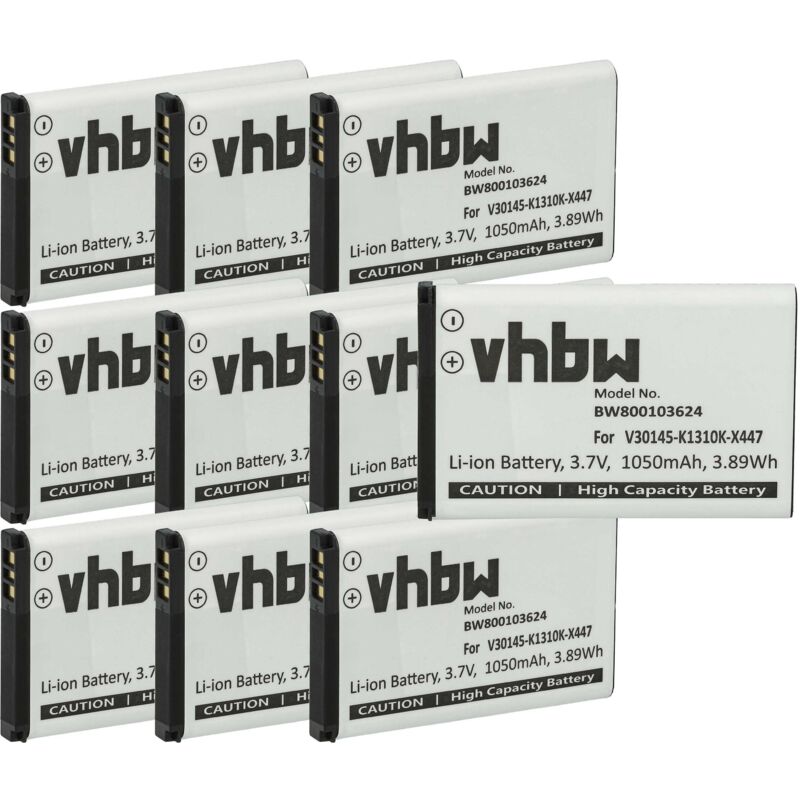 10x Akku Ersatz für Siemens V30145-K1310K-X447 für schnurlos Festnetz Telefon (1050 mAh, 3,7 v, Li-Ion) - Vhbw