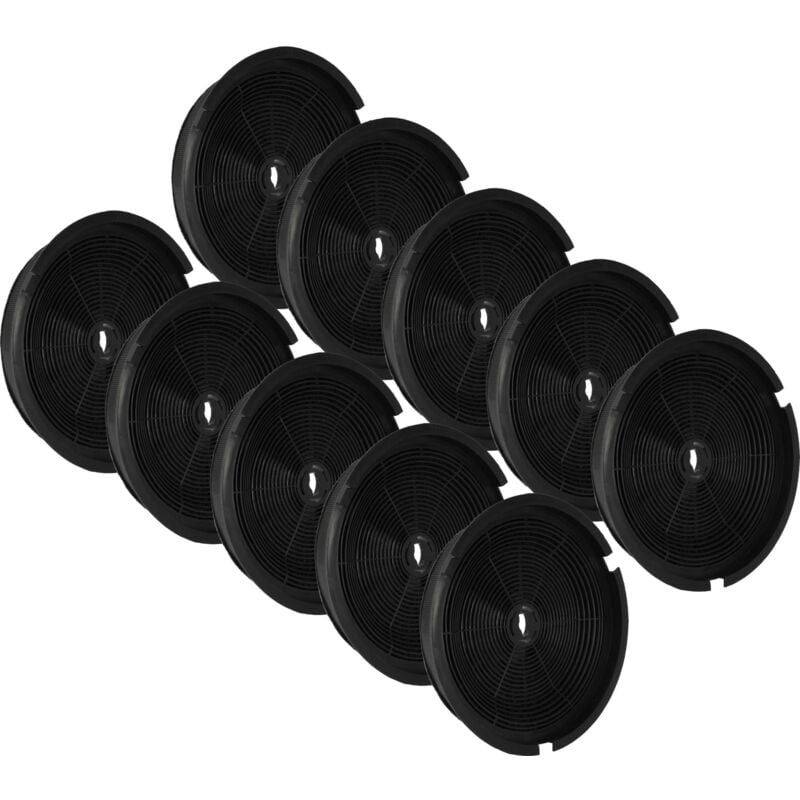 vhbw 10x Aktivkohlefilter kompatibel mit Etna 4181 RVS, 4172 WTE 01, 4172 RVSE 01, 4171 WT, 4171 RVS, 4090 ZT Dunstabzugshaube - 19 cm