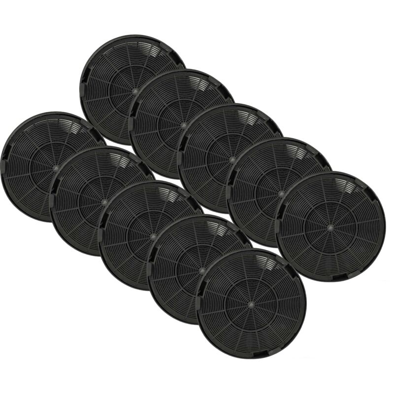 vhbw 10x Aktivkohlefilter kompatibel mit Franke Active Kitchen FAK 907 XS, 110.0476.877, Active Kitchen FAK 607 XS Dunstabzugshaube - 19,6 cm