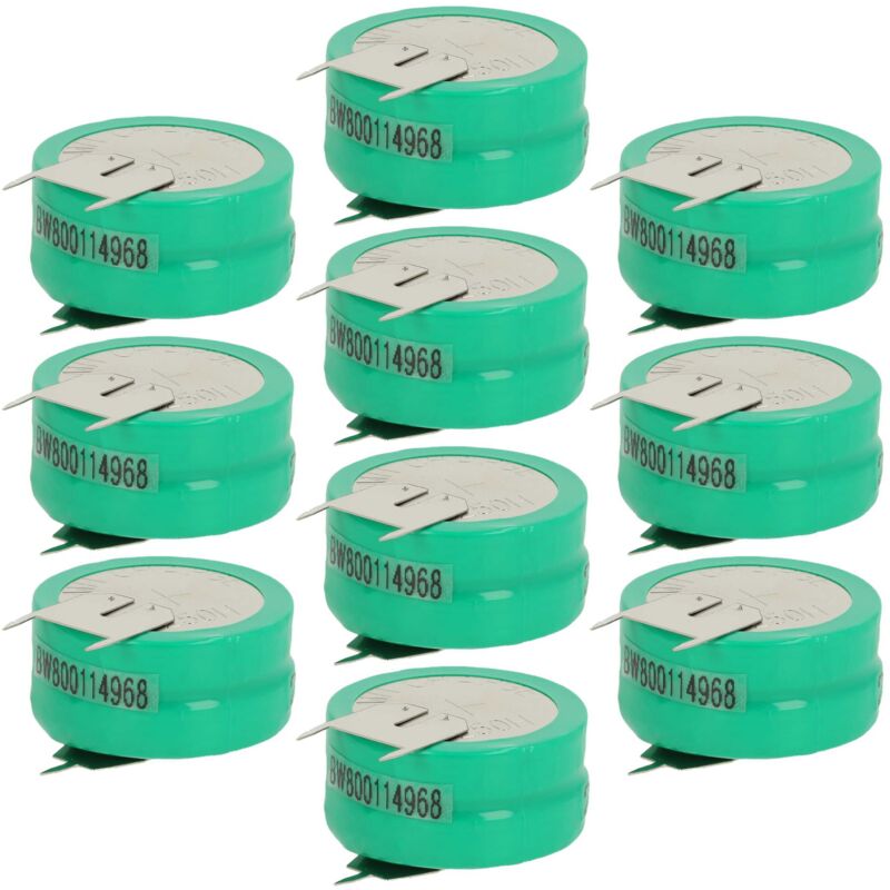 Vhbw - 10x NiMH Ersatz Knopfzellen-Akku Typ 2/V250H 3-Pins 250mAh 2,4V kompatibel mit Modellbau-Akkus, Solar-Leuchten uvm.