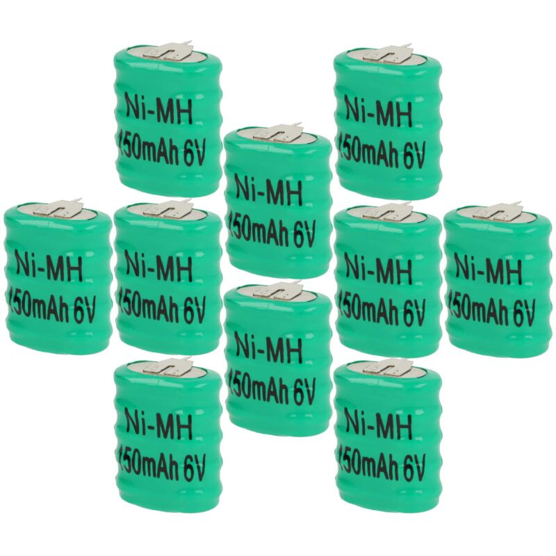 Vhbw - 10x NiMH Ersatz Knopfzellen-Akku Typ 5/V150H 3-Pins 150mAh 6V kompatibel mit Modellbau-Akkus, Solar-Leuchten uvm.