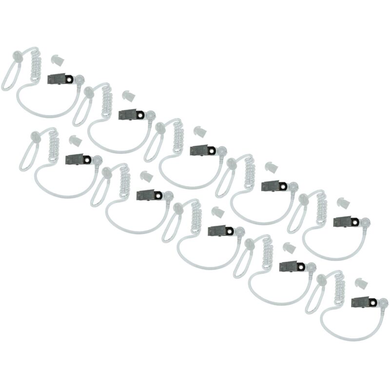 vhbw 10x Security Schallschlauch Ohrhörer für alle gängigen Security-Headsets mit abgesetztem Akustik-Schallwandler - Mit Clip, transparent / weiß