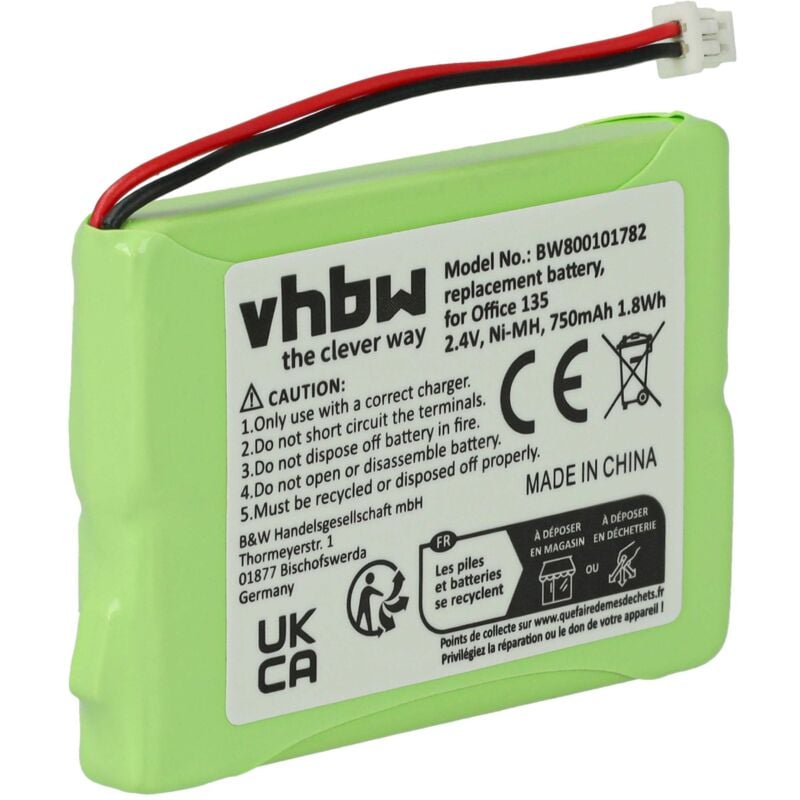 Vhbw - Akku kompatibel mit DeTeWe Aastra schnurlos Festnetz Telefon (750 mAh, 2,4 v, NiMH)