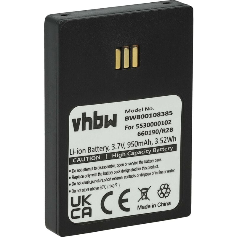 Vhbw - 1x Akku kompatibel mit Innovaphone IP63 schnurlos Festnetz Telefon (950 mAh, 3,7 v, Li-Ion) Schwarz