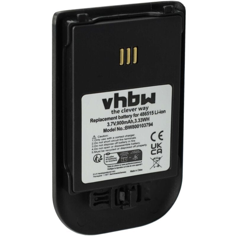 Vhbw - 1x Akku kompatibel mit Mitel DT692, DT690 schnurlos Festnetz Telefon (900 mAh, 3,7 v, Li-Ion) Schwarz