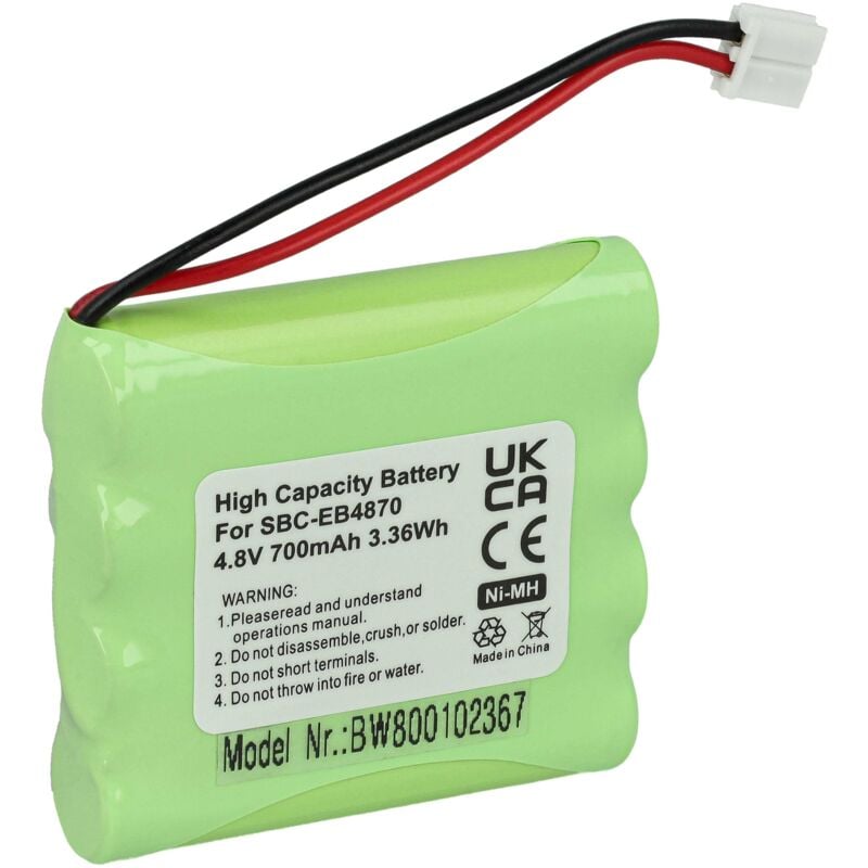 Vhbw - 1x Akku kompatibel mit Summer Infant 02174, 02170, 02170 Video Monitor, 02174 Video Monitor Babyphone Babytalker (700 mAh, 4,8 v, NiMH)