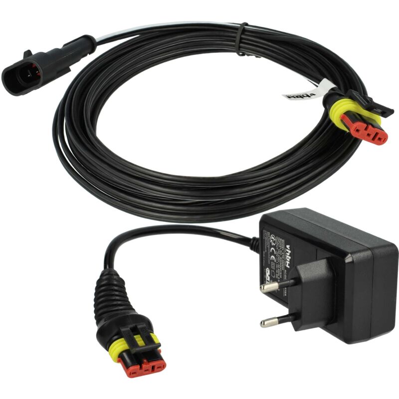 vhbw 1x Netzteil, 1x 5 m Niederspannungskabel kompatibel mit McCulloch ROB R1000 (2017), R600 (2017), R800 (2017) Rasenmäher