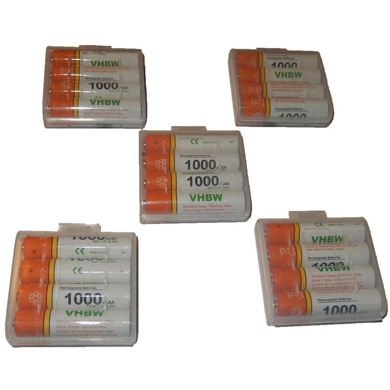 Vhbw - 20x aaa Micro Akku kompatibel mit Samsung Gigaset CL540H, CL390, C610H, CL390HX, CL540 schnurlos Festnetz Telefon (1000 mAh, 1,2 v, NiMH)