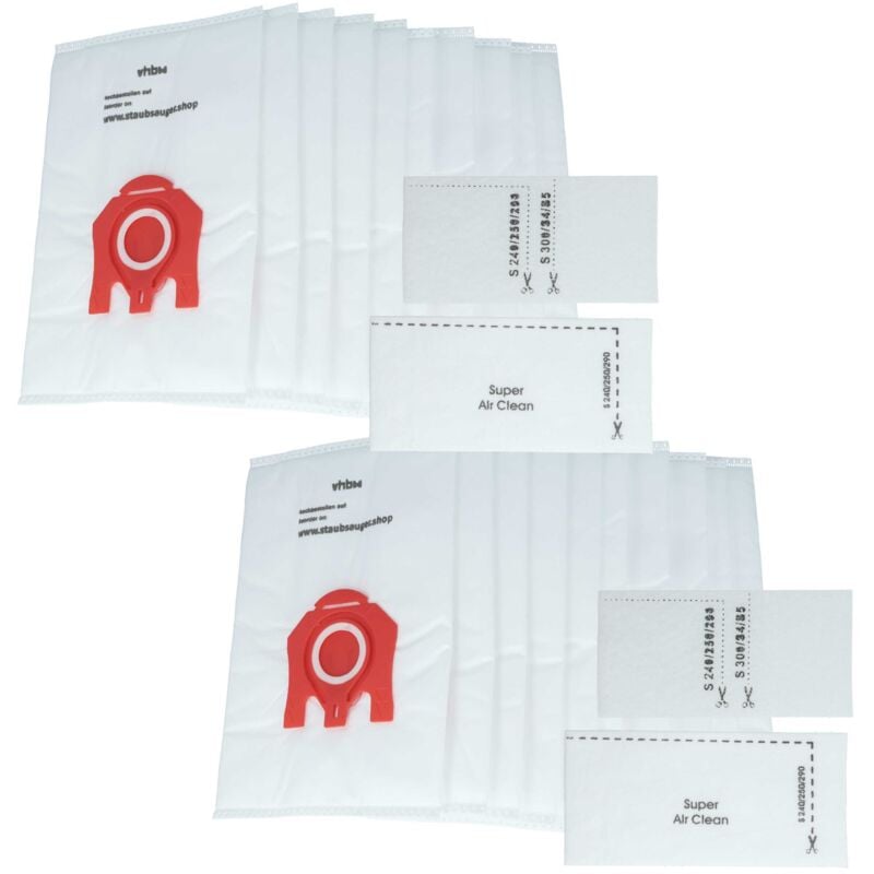 20x Staubsaugerbeutel kompatibel mit Miele Power 1500, Power 1600, Power 1800, Power Max Staubsauger - Mikrovlies, 27,5cm x 18cm Weiss - Vhbw