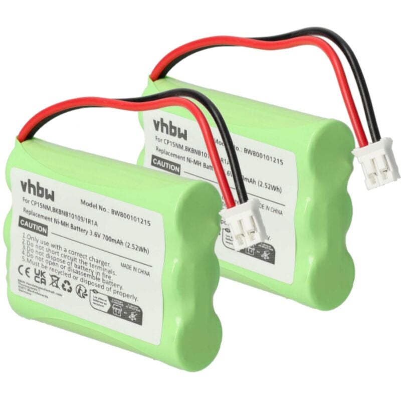 Vhbw - 2x Akku Ersatz für Alcatel ntm/bkbnb 101 13/1 für schnurlos Festnetz Telefon (700 mAh, 3,6 v, NiMH)