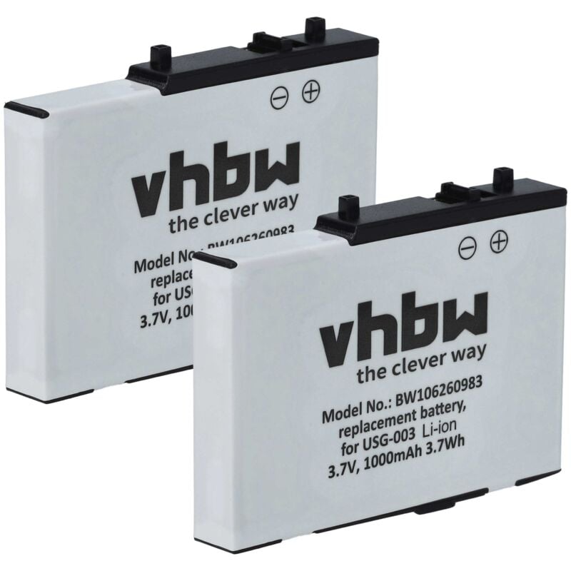 Vhbw - 2x Akku Ersatz für Nintendo USG-001, USG-003 für Spielekonsole (900 mAh, 3,7 v, Li-Ion)