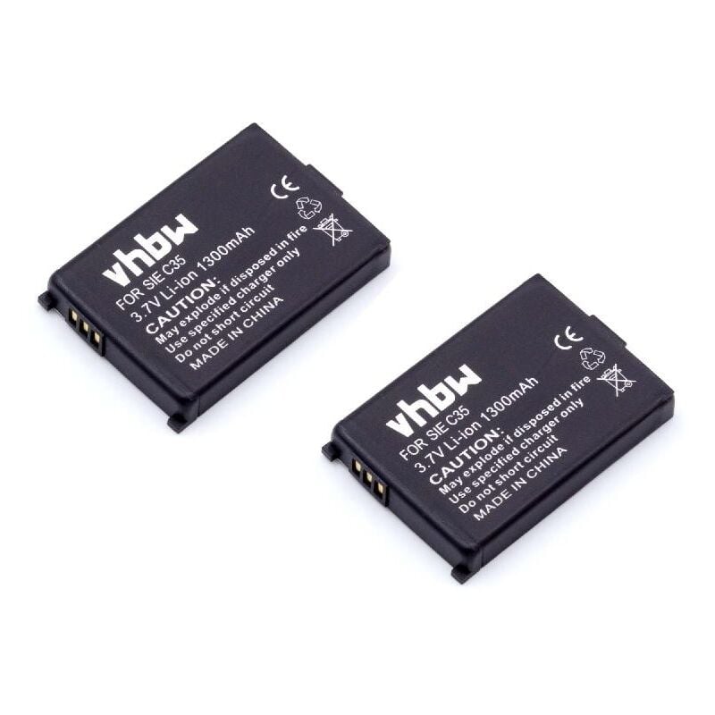 Vhbw - 2x Akku Ersatz für Siemens V30145-K1310-X12T, V30145-K1310-X132 für schnurlos Festnetz Telefon (1300 mAh, 3,7 v, Li-Ion)