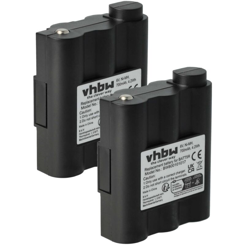 Vhbw - 2x Akku kompatibel mit Alan / Midland GXT-600, GXT-661, GXT-650, GXT-550, GXT-710, GXT-700 Funkgerät, Walkie Talkie (700 mAh, 6 v, NiMH)